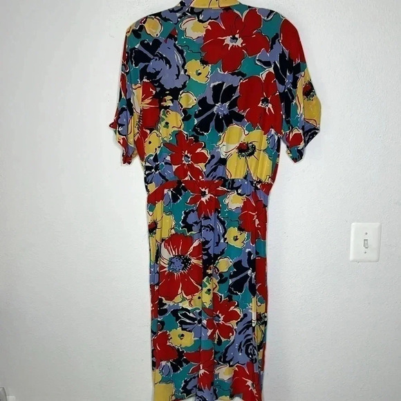 Garfinckel’s vintage Silk dress size 18 with flowers - Picture 2 of 13